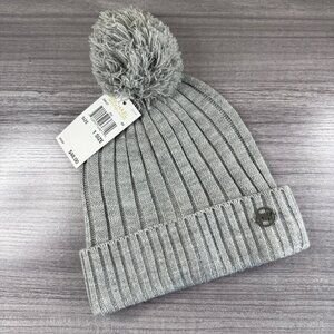 NWT Michael Kors Women's Cable Knit Cuff Beanie with Pom In Gray ($48)